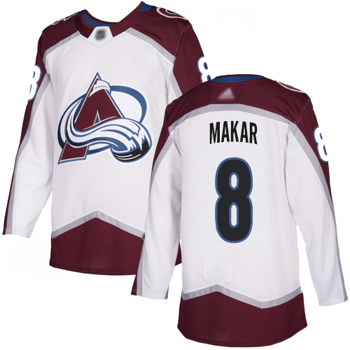 Adidas Colorado Avalanche Men #8 Cale Makar White Road Authentic Stitched NHL Jersey